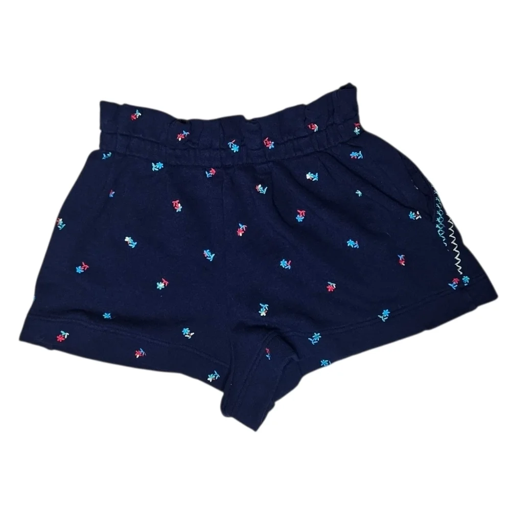 Something Navy The Hazel Paperback Sweatshorts Navy Blue Floral Embrodery Small